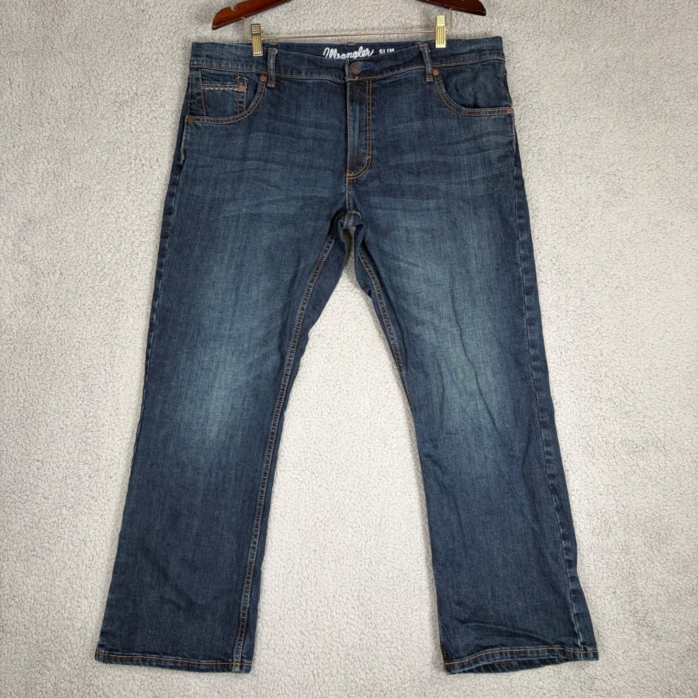 Wrangler Jeans Men 38x30 Blue Retro Slim Boot Dark Wash Denim
